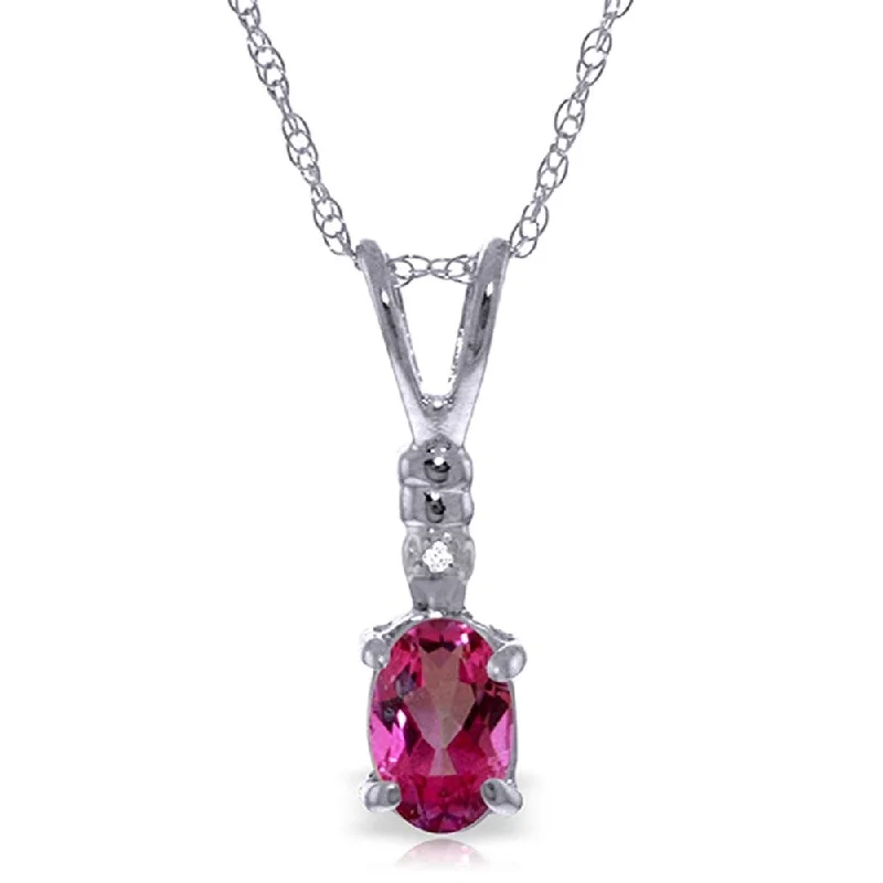 Soft silk necklaces-0.46 Carat 14K Solid White Gold Play The Part Pink Topaz Diamond Necklace