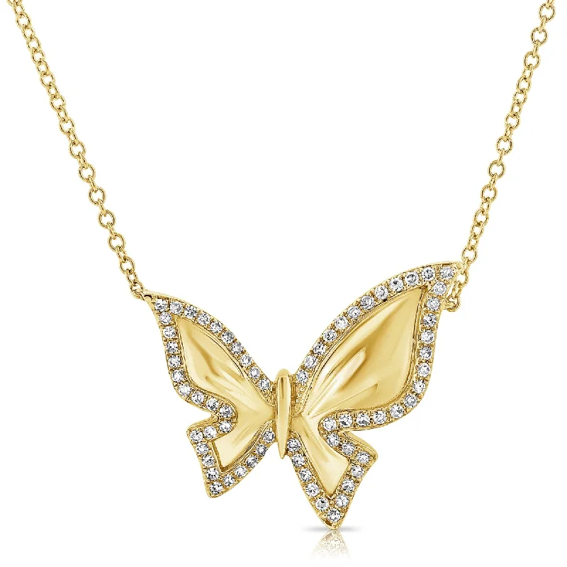 Joelle Diamond Butterfly Necklace 1/6 CTTW 14K Yellow Gold