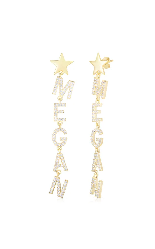 Surf theme earrings-Pavé Block Name Drop Stud Earring