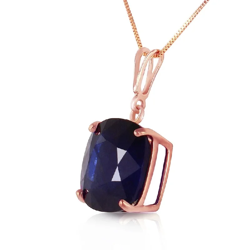 Onyx stone necklaces-4.83 CTW 14K Solid Rose Gold Necklace Cushion Shape Sapphire