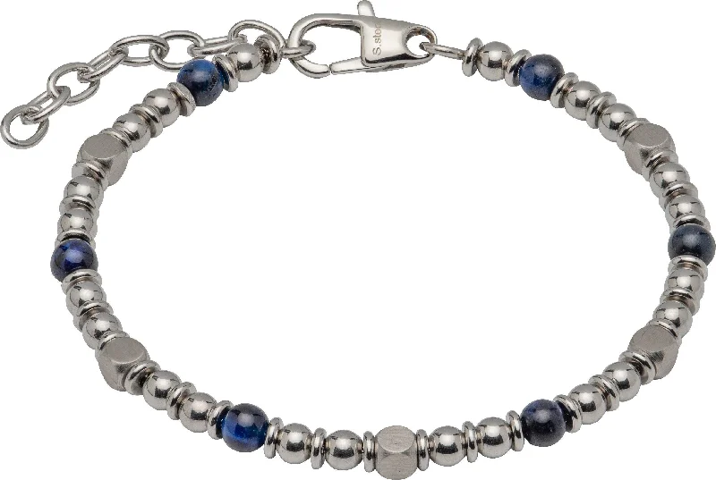 Unique & Co Lapis & Stainless Steel Beads Bracelet