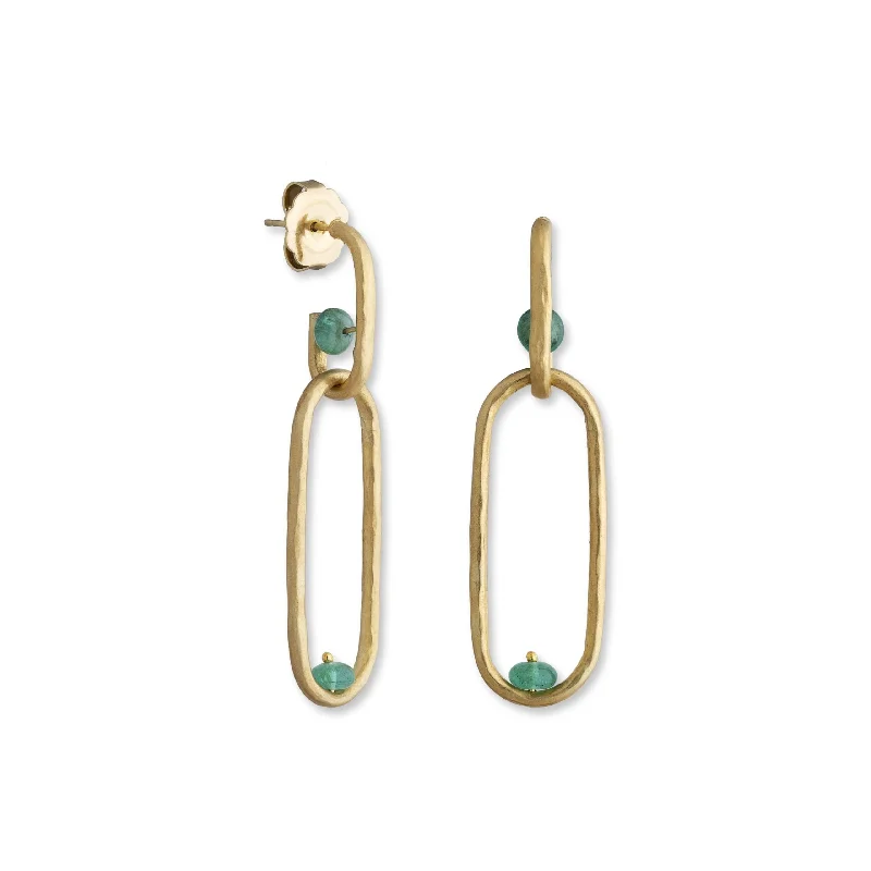 Woven silk earrings-Lika Behar Emerald "Caroline" Earrings