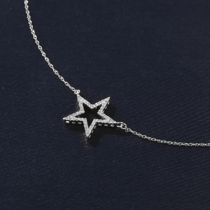 Whimsical bead necklaces-De Couer 10k White Gold 1/8ct TDW Diamond Star Necklace