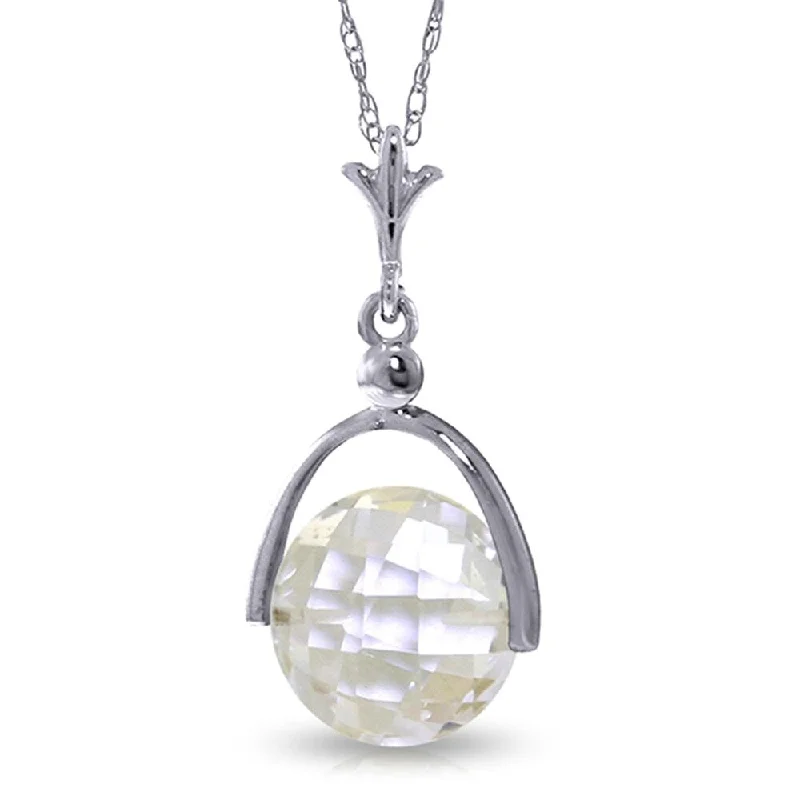 Jazz age necklaces-3.65 Carat 14K White Gold Necklace Checkerboard Cut White Topaz