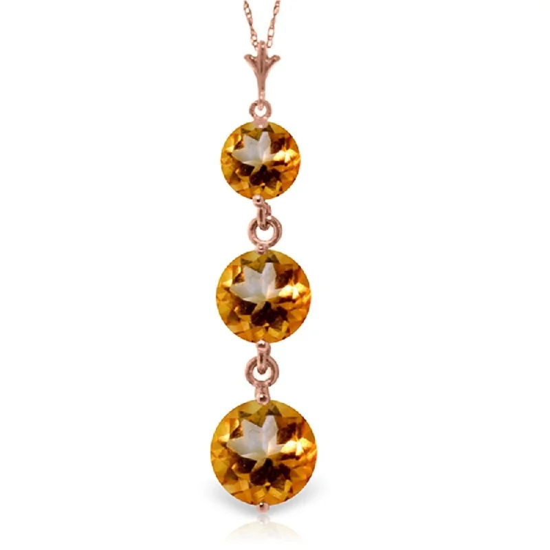 Solid link necklaces-3.6 Carat 14K Rose Gold Rainfall Citrine Necklace