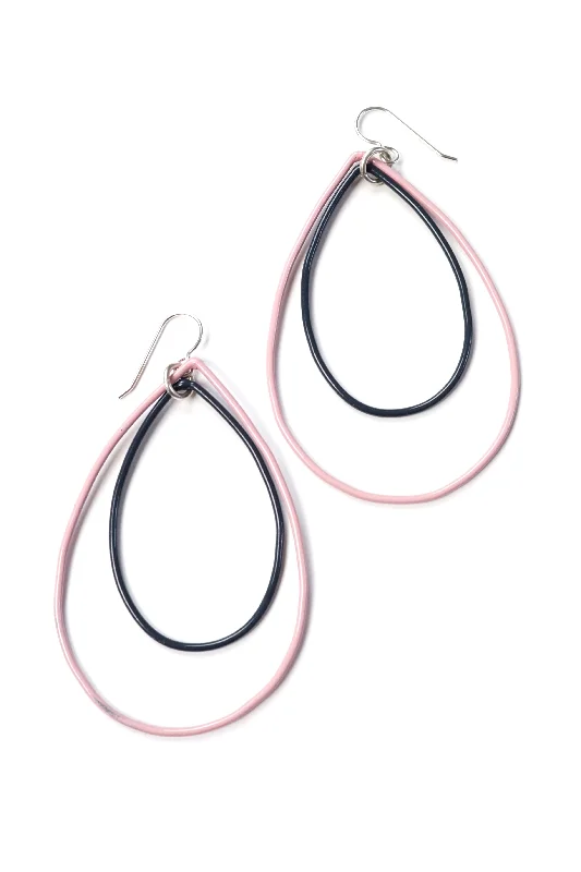 Flat knot earrings-Large Eva earrings in Bubble Gum and Midnight Grey