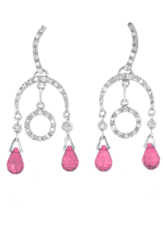 Surf design earrings-Sylvie Pink Zirconia Drop Earrings