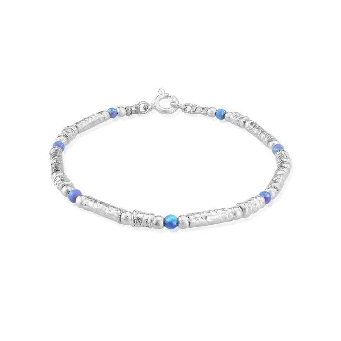 Blue Opal Hammered Bracelet