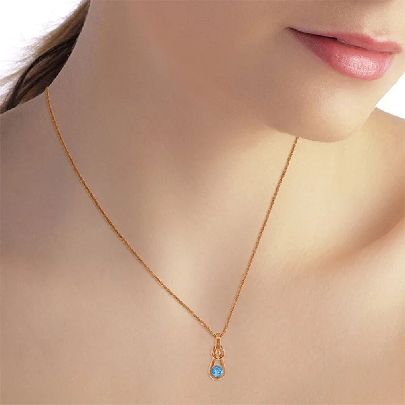 Crystal weave necklaces-14K Solid Rose Gold Necklace with Natural Blue Topaz