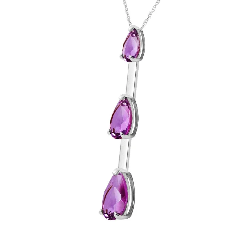 Heavy gem necklaces-1.71 Carat 14K Solid White Gold Eager For Sensation Amethyst Necklace