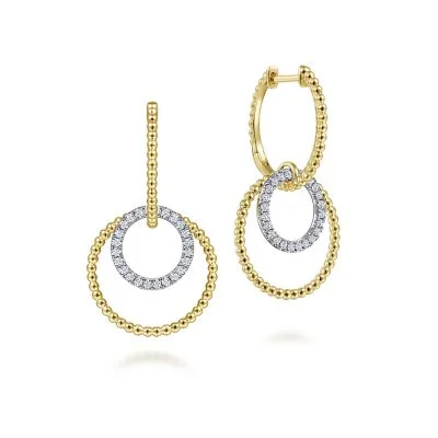 Vibrant gem earrings-14K White and Yellow Gold 0.23ctw Diamond Drop Earrings