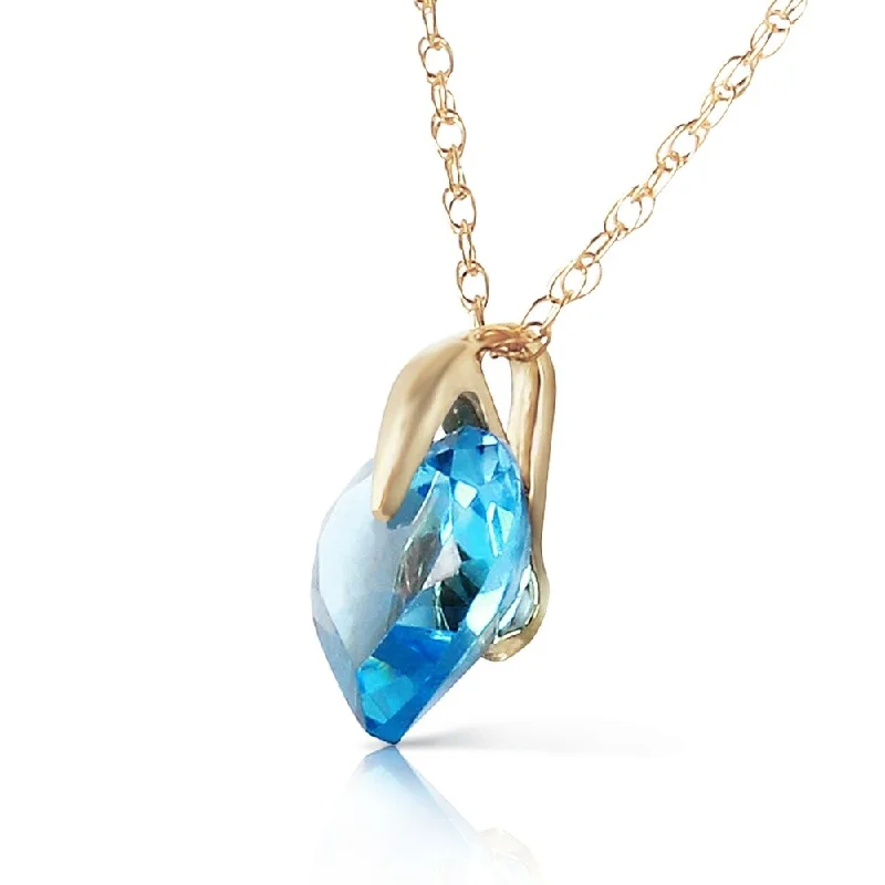 Heavy gem necklaces-1.15 CTW 14K Solid Gold About A Girl Blue Topaz Necklace