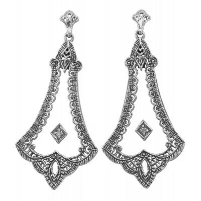 Pure star earrings-Crystal Center Chandelier Earrings