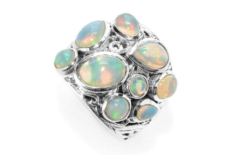 Coiled cord rings-Coiled cord rings-Amanzi Ring- Opal