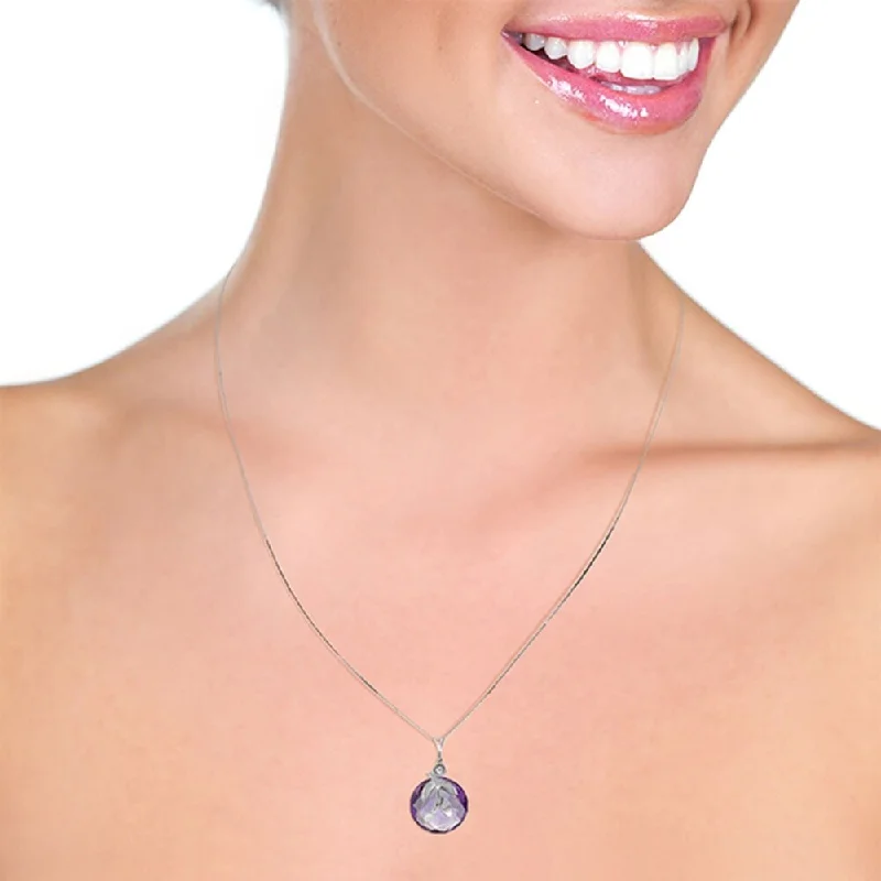 Frosted glass necklaces-5.32 Carat 14K Solid White Gold Necklace Checkerboard Cut Purple Amethyst