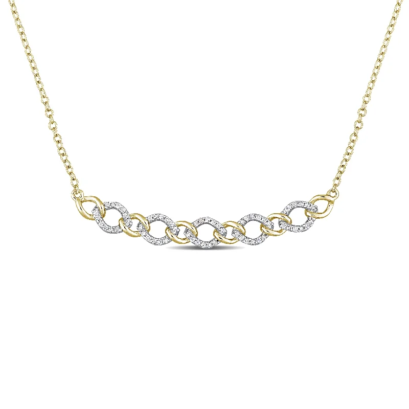 Vintage locket necklaces-Miadora 1/5ct TDW Diamond Oval Link Necklace in Yellow Plated Sterling Silver