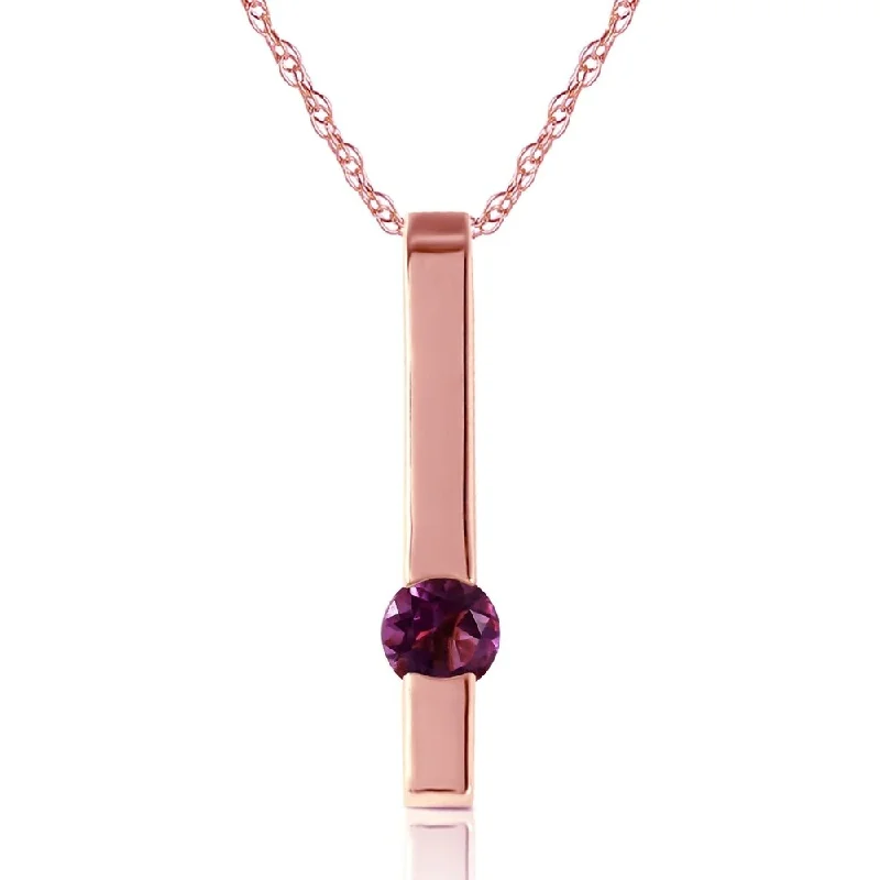 Lustrous pearl necklaces-0.25 Carat 14K Rose Gold Bar Amethyst Necklace