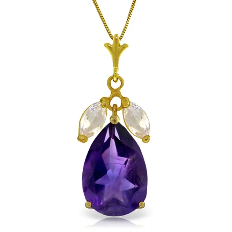 Stellar charm necklaces-6.5 Carat 14K Gold Necklace Purple Amethyst White Topaz