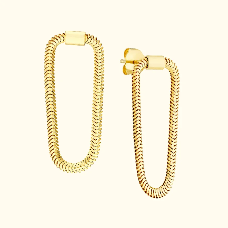 Dainty gem earrings-Loop Snake Chain Earrings