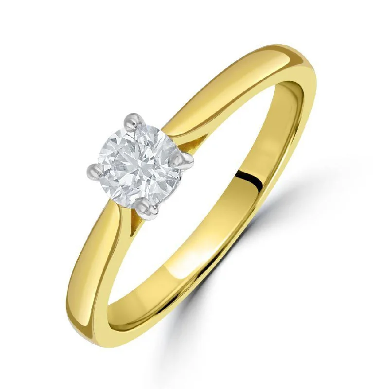 0.40ct Round Brilliant Cut Diamond Solitaire 18ct Yellow Gold Ring