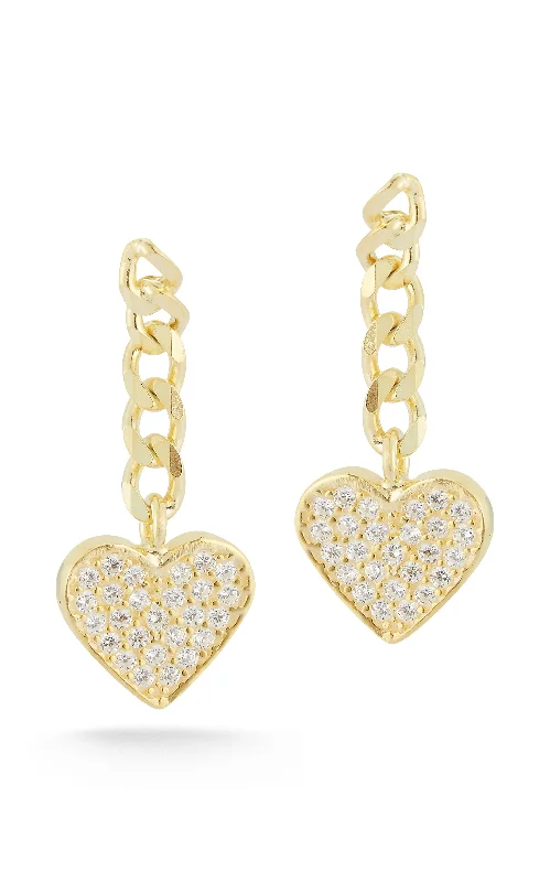 Subtle gem earrings-Heart Drop Earring