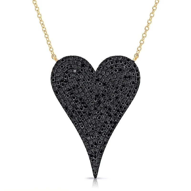 Retro deco necklaces-Joelle 3/4 ct. T.w. Black Diamond Pave Heart Necklace 14K Gold