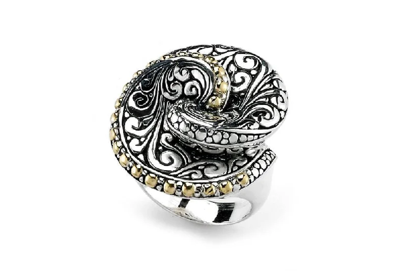 Carved letter rings-Carved letter rings-Balinese Swirl Ring