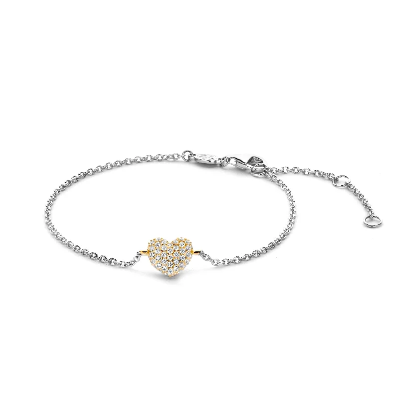 Ti Sento Gold Cubic Zirconia Heart Bracelet