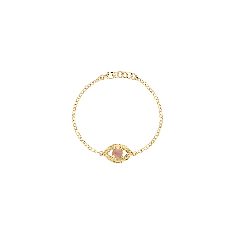 Anna Beck Gold Evil Eye Pink Opal Bracelet