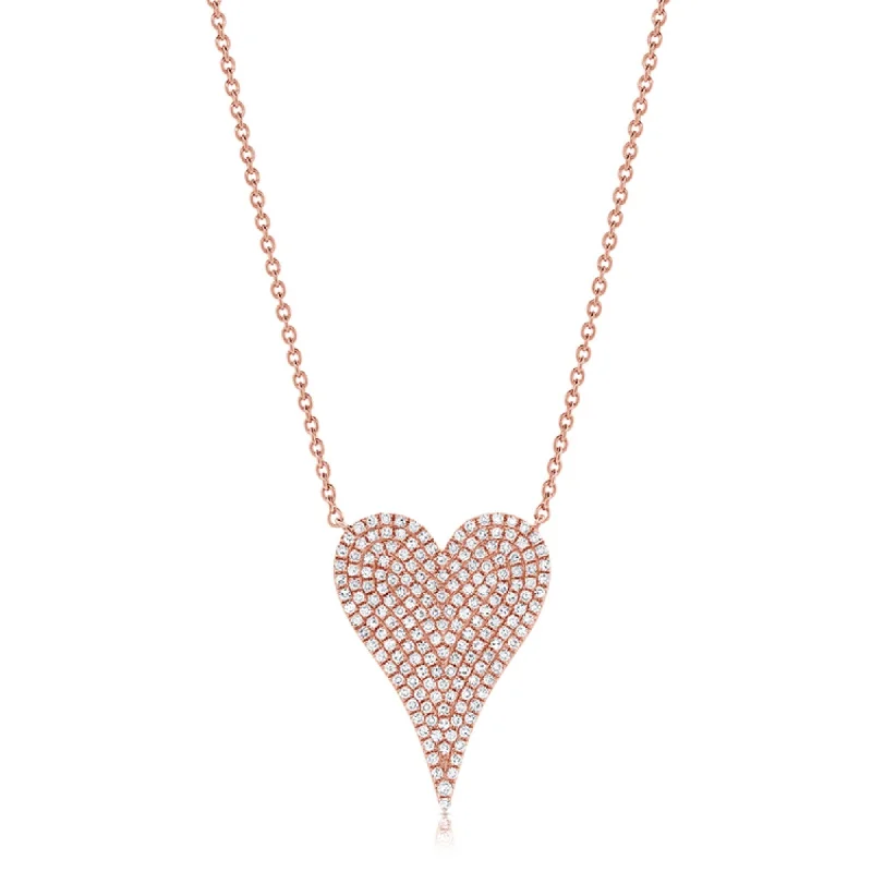 Engraved name necklaces-Joelle Diamond Pave Heart Pendant 1/2 Cttw.14K Gold - Heart Necklace