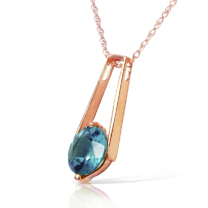 Neat-line necklaces-1.45 Carat 14K Solid Rose Gold Lullaby Blue Topaz Necklace