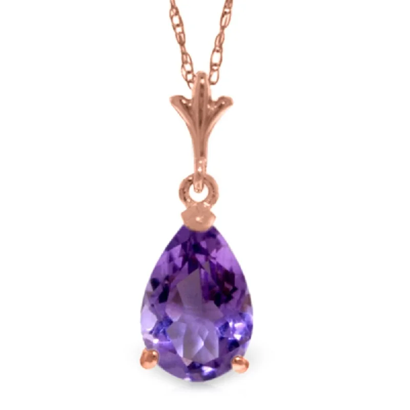 Elegant design necklaces-1.5 Carat 14K Rose Gold Pear Amethyst Necklace