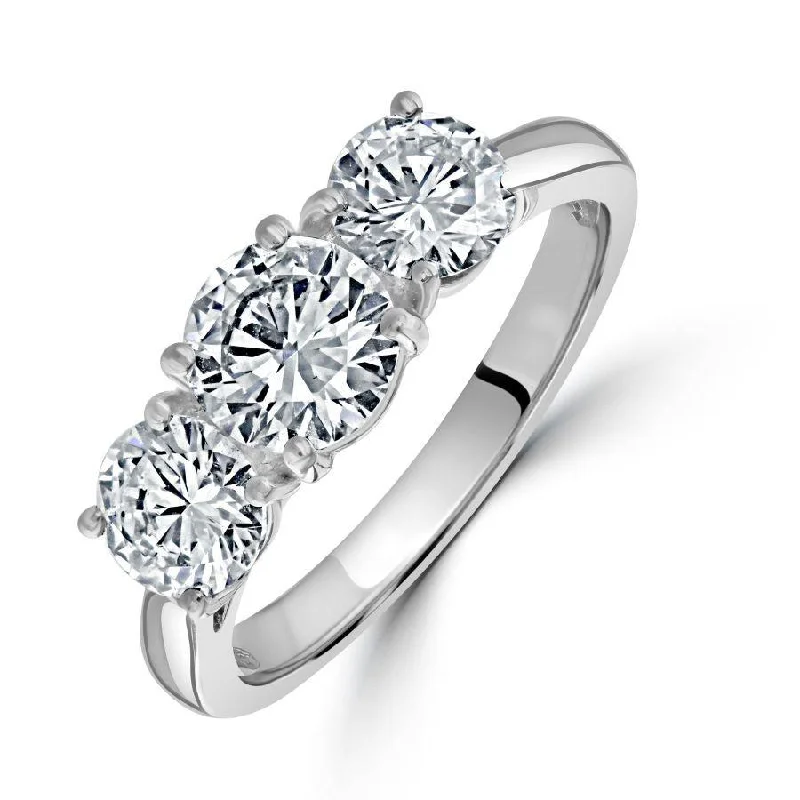 Platinum Round Brilliant Cut Diamond Trilogy Ring