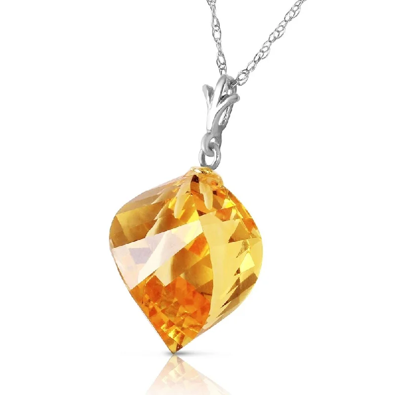 Radiant star necklaces-11.75 Carat 14K Solid White Gold Necklace Twisted Briolette Citrine