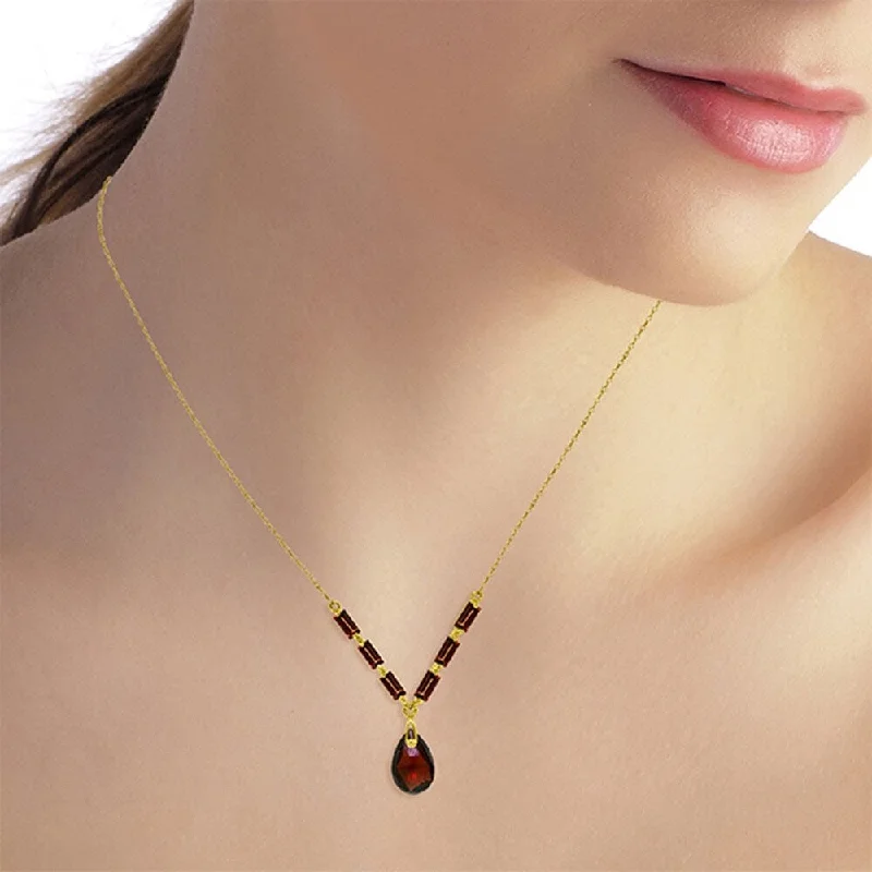 Bead weave necklaces-4.35 Carat 14K Solid Gold Belong To You Garnet Necklace