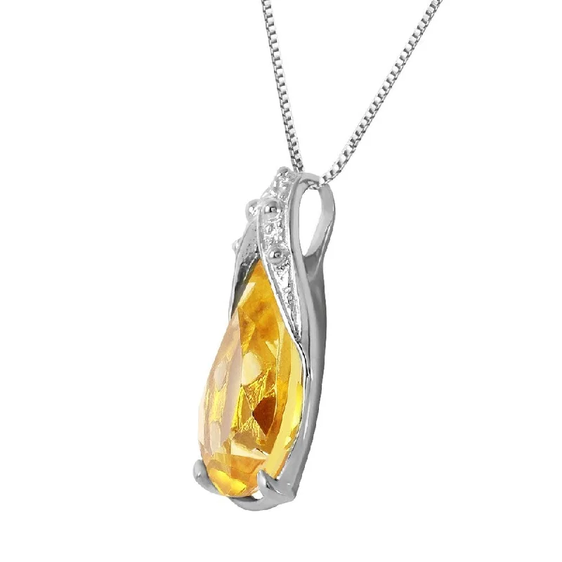 Polished name necklaces-5 Carat 14K Solid White Gold Necklace Natural Citrine