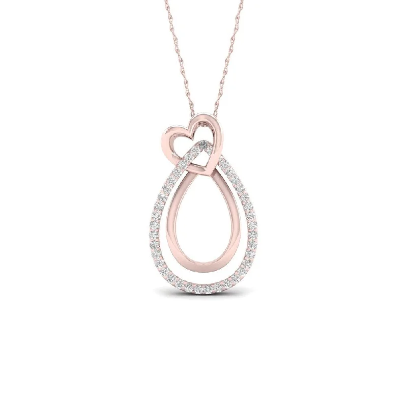 Aged charm necklaces-De Couer 10k Rose Gold 1/10ct TDW Diamond Heart Necklace