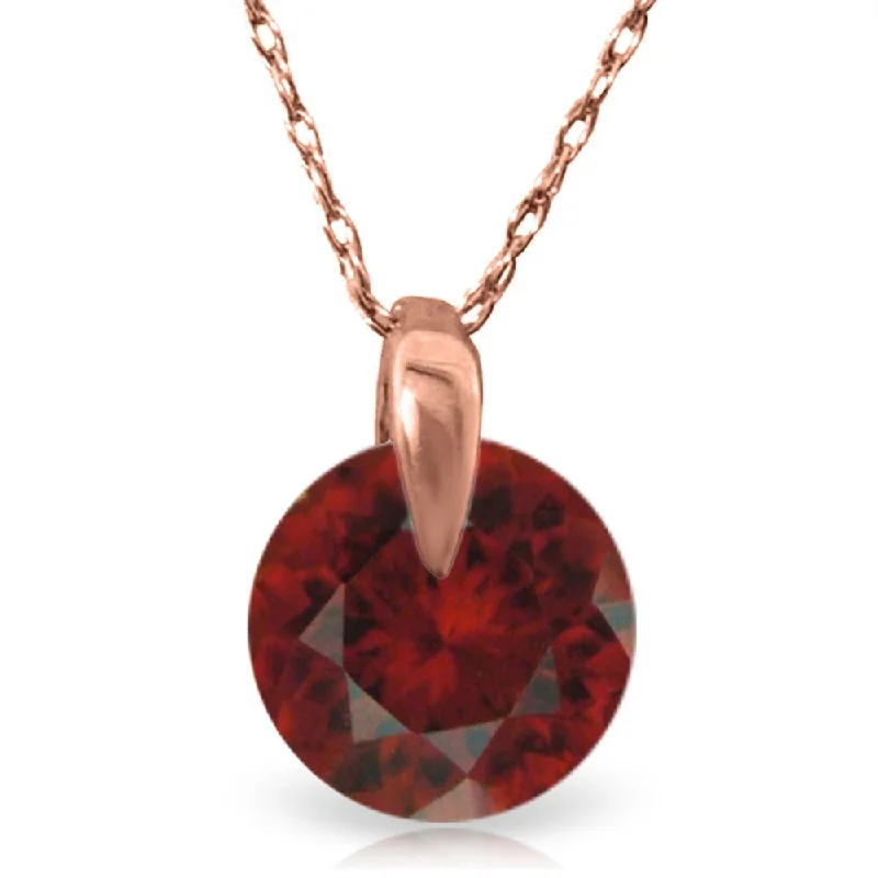 Leaf design necklaces-1 Carat 14K Solid Rose Gold Sundisk Garnet Necklace