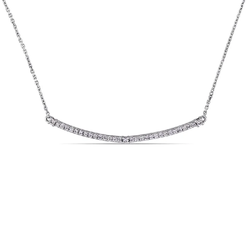 Linen thread necklaces-Miadora 14k White Gold 1/5ct TDW Diamond Horizontal Bar Necklace