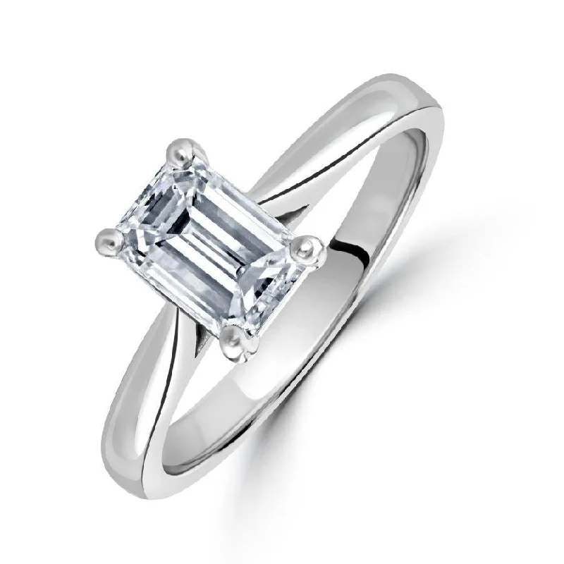 1.01ct Emerald Cut Diamond Solitaire Platinum Ring