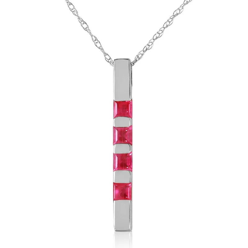 Ruby stone necklaces-0.35 Carat 14K Solid White Gold Necklace Bar Natural Ruby