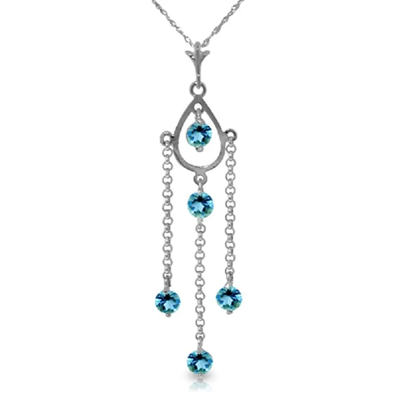 Pixie wing necklaces-1.5 Carat 14K White Gold Heads Will Roll Blue Topaz Necklace