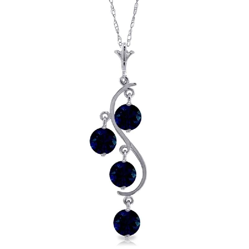 Lustrous pearl necklaces-2 Carat 14K White Gold Blue of The Wind Sapphire Necklace