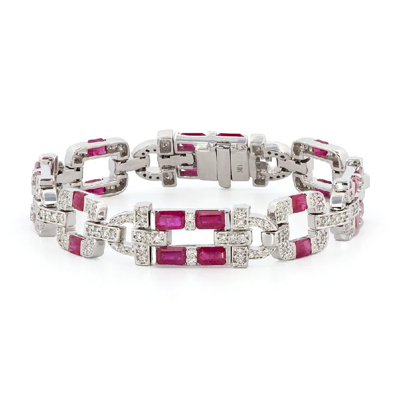 Art Deco Inspired Ruby & Diamond Bracelet