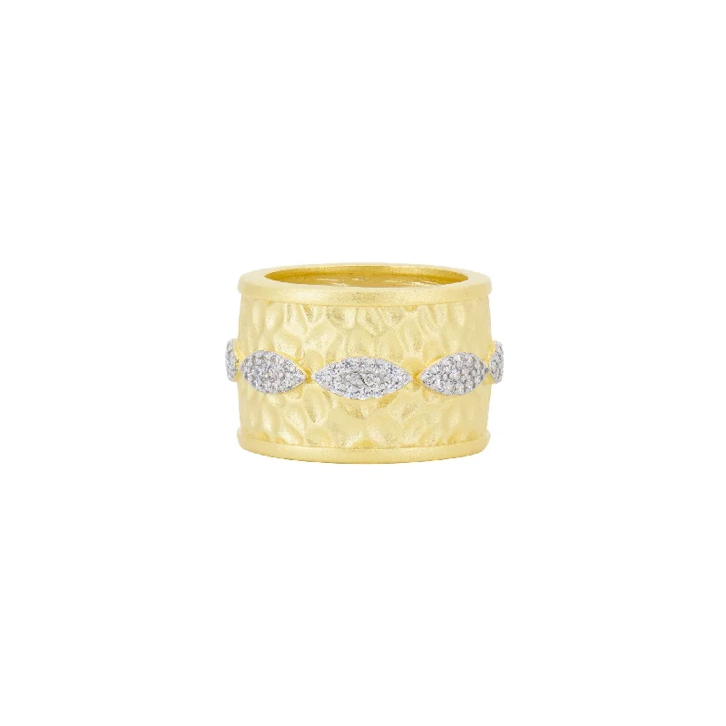 Topaz rings-Topaz rings-Petals in Bloom Textured Cigar Band Ring