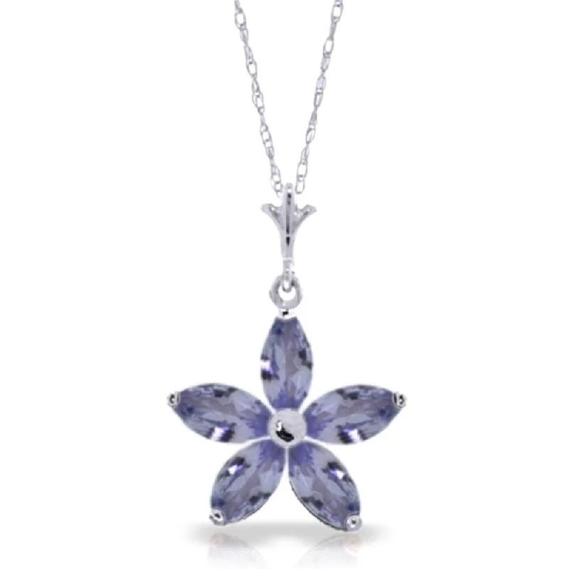 Lace charm necklaces-1.4 Carat 14K White Gold Necklace Natural Tanzanite