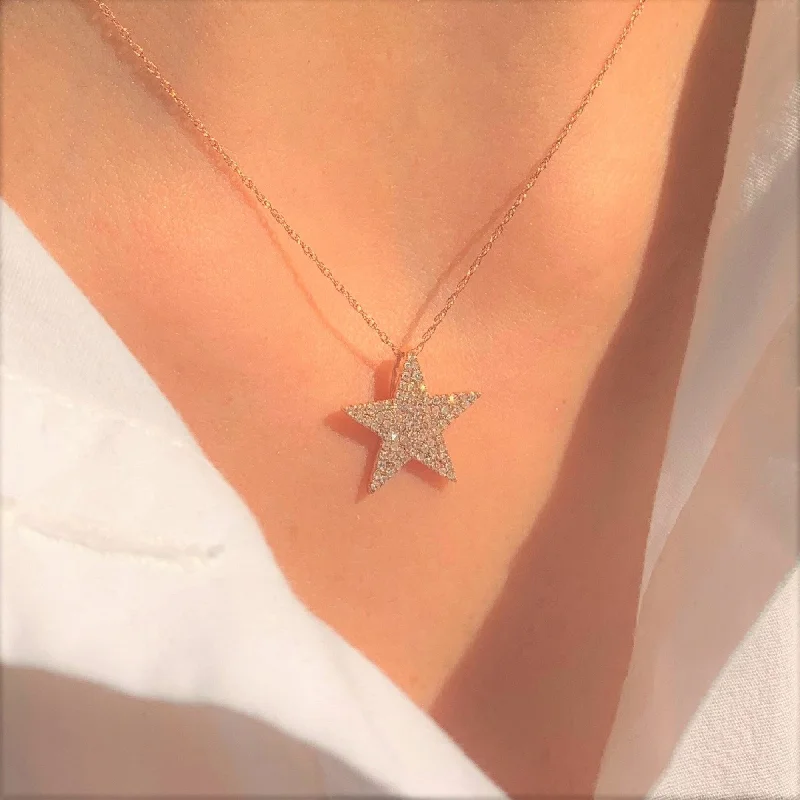 Shiny charm necklaces-Joelle Diamond Star Necklace 1/3 ct. TDW 14K Gold on a 16-inch Chain