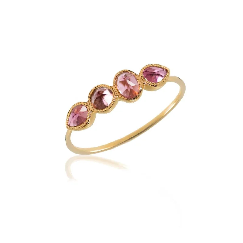 Citrine rings-Citrine rings-Mosaik Gold Ring - 18k Pink Tourmaline