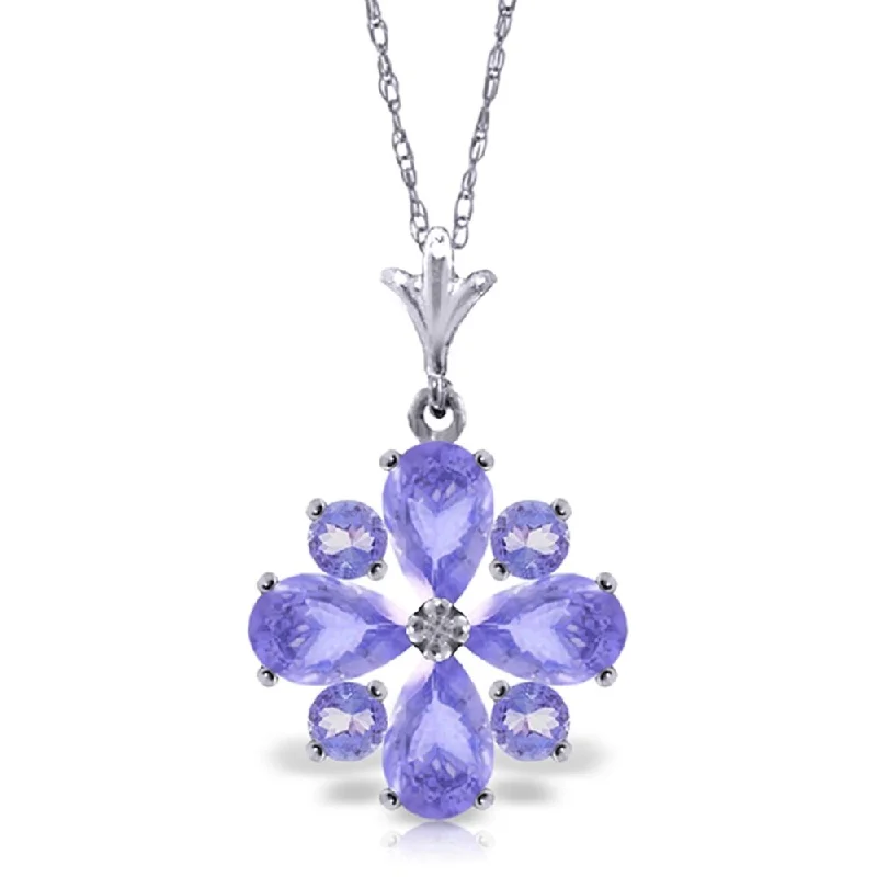 Silk cord necklaces-2.43 Carat 14K White Gold Tanzanite Necklace Pressed Against You