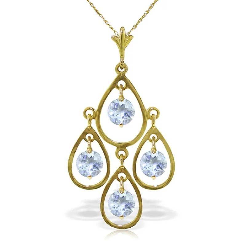 Zodiac charm necklaces-1.2 Carat 14K Gold Love Droplets Aquamarine Necklace